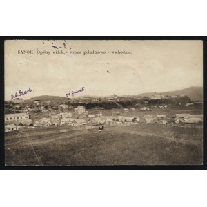 SANOK. Sanok : Ogólny widok - strona południowo-wschodnia ; korespondencja 1927. Nakł. księgarnia K...