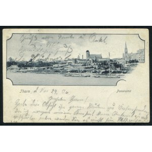 TORUŃ. Thorn : Panorama ; ok. 1900. Pocztówka jednobarwna 9x14 cm. Korespondencja dat. 29.VIII.[19]06...
