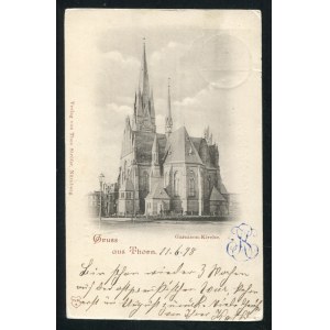 TORUŃ. Gruss aus Thorn : Garnison-Kirche ; korespondencja 1898. Verlag von Theo Ströfer, Nürnberg...