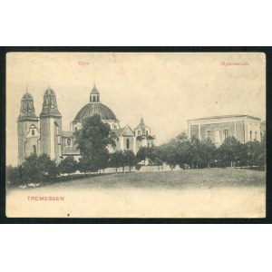 TRZEMESZNO. Tremessen : Dom, Gymnasium ; 1908. Pocztówka jednobarwna 9x14 cm...