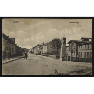 TUCHOLA. Tuchel : Seminarstrasse ; przed 1920. A. Klutke, Tuchel, Wpr. Pocztówka jednobarwna 9x14 cm...