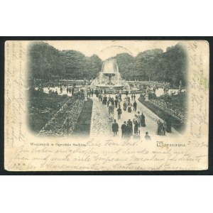 WARSZAWA. Warszawa : Wodotrysk w Ogrodzie Saskim ; ok. 1900. Pocztówka jednobarwna 9x14 cm...