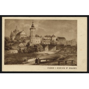 ŻÓŁKIEW. Zamek i kościół w Żółkwi ; ok. 1930. Polonia, Kraków. Pocztówka jednobarwna 9x14 cm, verso czyste