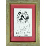 Tuschezeichnung. Janusz Grabiański (1929-1976), Bulldogge in einer Öffnung, ca. 1959.