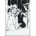 Ink drawing. Janusz Grabiański (1929-1976), Bulldog with Monkey, circa 1959.