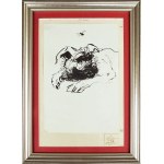 Ink drawing. Janusz Grabiański (1929-1976), Boxer and Fly, circa 1959.