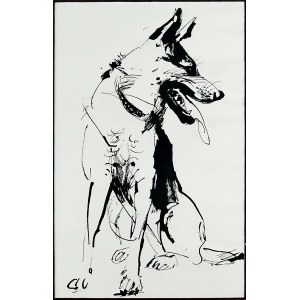 Ink drawing. Janusz Grabiański (1929-1976), German Shepherd, circa 1959.
