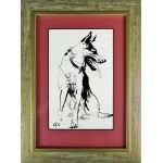 Ink drawing. Janusz Grabiański (1929-1976), German Shepherd, circa 1959.