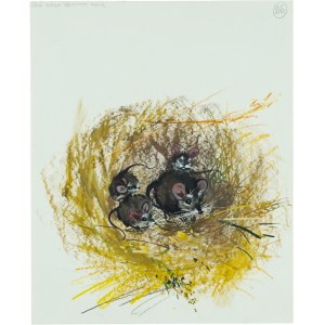 Watercolor. Gouache. Janusz Grabiański (1929-1976), Strange Nest, circa 1966.