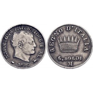 Italian States Kingdom of Napoleon 5 Soldi 1810 M