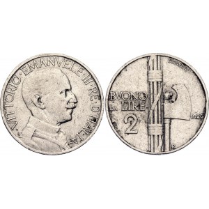 Italy 2 Lire 1926 R Key Date