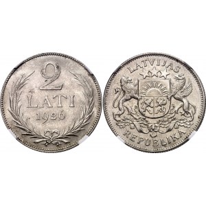 Latvia 2 Lati 1926 NGC MS63