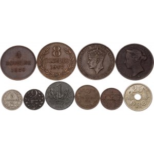 World Lot of 10 Coins 1830 - 1947