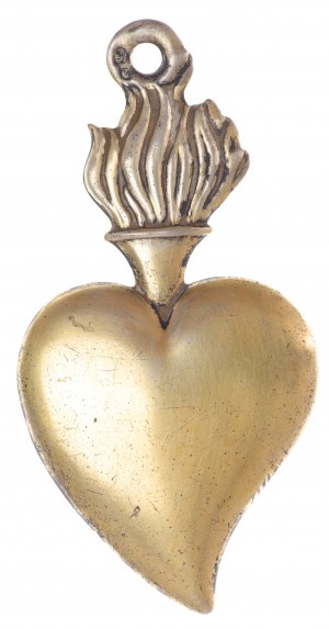 Burning heart, gold-plated silver - hallmarked