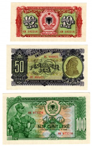 Albanie, (100, 50, 10) leke 1957 - ensemble de 5 pièces