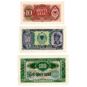 Albania, (100, 50, 10) leke 1957 - zestaw 5 sztuk