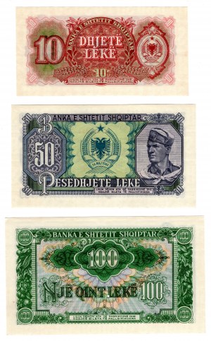 Albanie, (100, 50, 10) leke 1957 - ensemble de 5 pièces