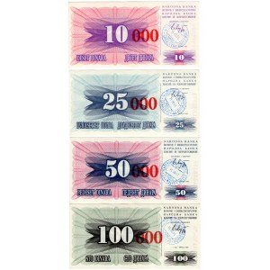Bosnie-Herzégovine, (100, 50, 25, 10) dinars 1992 - ensemble de 4 pièces