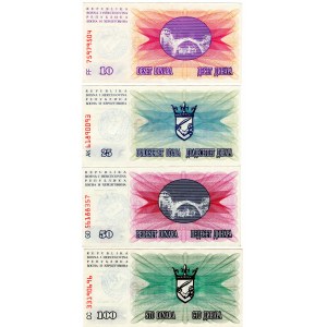 Bośnia i Hercegowina, (100, 50, 25, 10) dinara 1992 - zestaw 4 sztuk