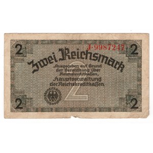 Niemcy, 2 Reichsmark 1939 - ze stemplem 7 Ochotniczej Dywizji Górskiej SS Prinz Eugen