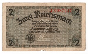 Germany, 2 Reichsmark 1939 - with the stamp of the 7th SS Volunteer Mountain Division 