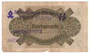 Germany, 2 Reichsmark 1939 - with the stamp of the 7th SS Volunteer Mountain Division 
