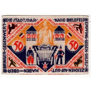 Niemcy, Republika Weimarska, 50 marek 1921 Bielefeld - na tkaninie