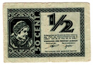 Slovinsko, 50 centesimi (= 1/2 liru) 1944