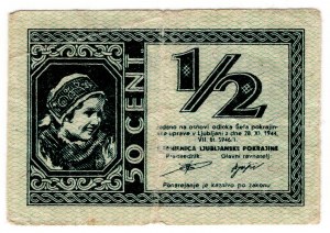 Slovenia, 50 centesimi (= 1/2 lira) 1944