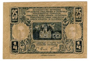 Jugoslávie, 25 para (= 1/4 dináru) 1921