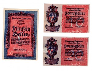 Liechtenstein, (50, 20, 10) heller 1920 - zestaw 3 sztuk