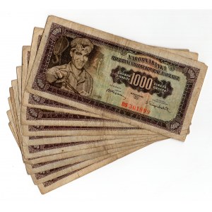 Yougoslavie, 1 000 dinars 1955 - ensemble de 10 pièces