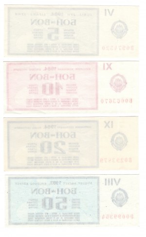 Yougoslavie, bons d'essence 5,10,20,50 litres 1983/84