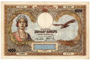 Juhoslávia, 1 000 dinárov 1931