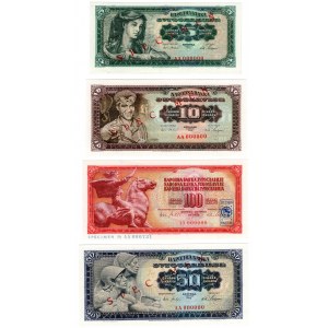 Jugosławia, (100, 50, 10, 5) dinara 1965 - zestaw 4 sztuk