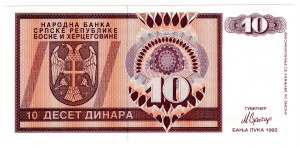 Bosnien und Herzegowina, 10 Dinar 1992