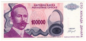 Bosnie-Herzégovine, 100 000 dinars 1993