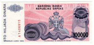 Bosnia and Herzegovina, 100,000 dinar 1993