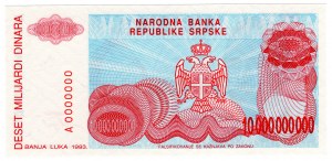 Bosnie-Herzégovine, 10 milliards de dinars 1993