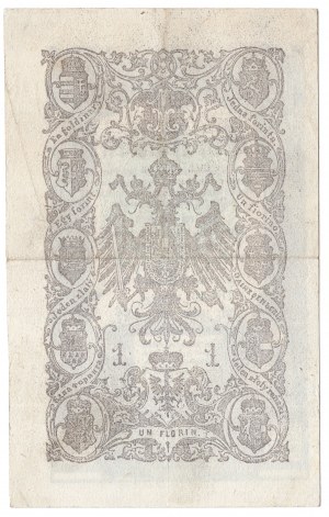 Rakousko, 1 gulden 1866 - reverzní tisk mimo střed