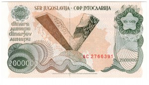 Yougoslavie, 2 millions de dinars 1989