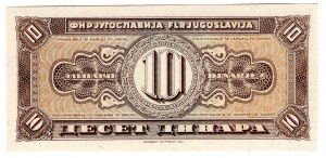 Jugoslavia, 10 dinari, senza data