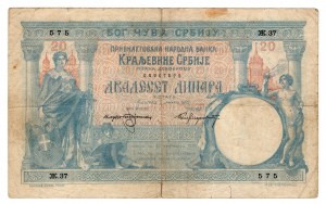 Serbie, 20 dinars 1905