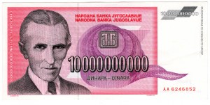 Juhoslávia, 10 miliárd dinárov 1993