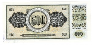 Yugoslavia, 500 dinar 1986