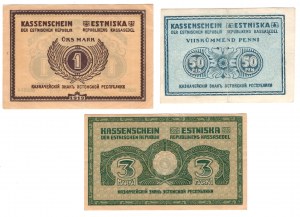 Estonia, (1,3 marchi, 50 penniä) 1919 - set di 3 pezzi