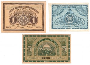 Estonia, (1.3 marks, 50 penniä) 1919 - set of 3 pieces