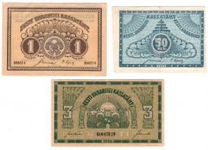 Estonia, (1,3 marka, 50 penniä) 1919 - zestaw 3 sztuk