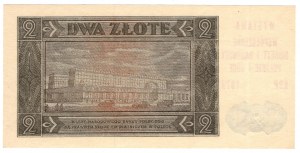 Poľsko, 2 zloté 1948, séria CF, s pamätnou pretlačou - WYSTAWA WSPÓŁCZESNE MONETY I BANKNOTY POLSKIE I OBCE NBP 1979