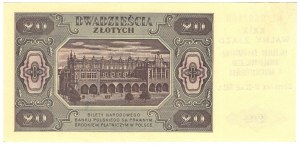 Pologne, 20 zloty 1948, série KE, avec un tirage commémoratif - XXIX WALNY ZJAZD POLSKIEGO TOWARZYSTWA ARCHEOLOGICZNEGO I NUMIZMATYCZNEGO, Zielona Góra, 22-23 mai 1982